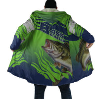 Bass Master Fishing Cloak with Jumping Largemouth Bass and Green Wave Pattern - Wonder Print Shop