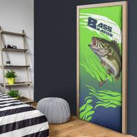 Bass Master Fishing Door Cover with Jumping Largemouth Bass and Green Wave Pattern - Wonder Print Shop