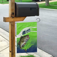 Bass Master Fishing Garden Flag with Jumping Largemouth Bass and Green Wave Pattern - Wonder Print Shop