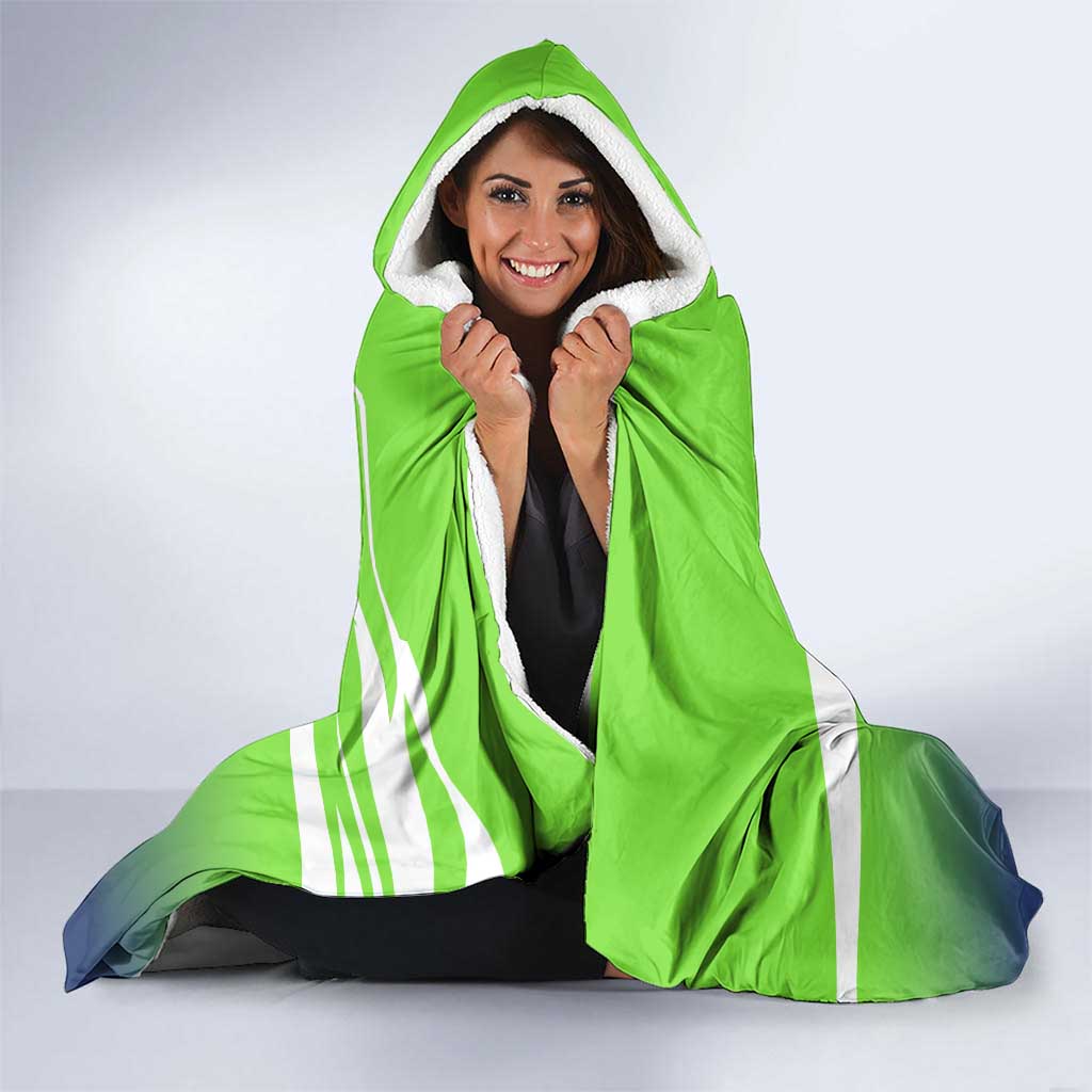 Bass Master Fishing Hooded Blanket with Jumping Largemouth Bass and Green Wave Pattern - Wonder Print Shop