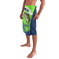 Bass Master Fishing Lavalava with Jumping Largemouth Bass and Green Wave Pattern - Wonder Print Shop