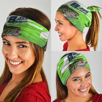 Bass Master Fishing Neck Gaiter with Jumping Largemouth Bass and Green Wave Pattern - Wonder Print Shop