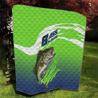 Bass Master Fishing Quilt with Jumping Largemouth Bass and Green Wave Pattern - Wonder Print Shop