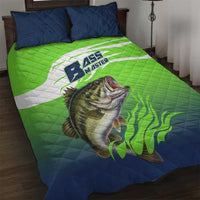 Bass Master Fishing Quilt Bed Set with Jumping Largemouth Bass and Green Wave Pattern - Wonder Print Shop