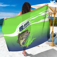 Bass Master Fishing Sarong with Jumping Largemouth Bass and Green Wave Pattern - Wonder Print Shop
