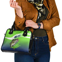 Bass Master Fishing Shoulder Handbag with Jumping Largemouth Bass and Green Wave Pattern - Wonder Print Shop