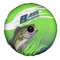 Bass Master Fishing Spare Tire Cover with Jumping Largemouth Bass and Green Wave Pattern - Wonder Print Shop