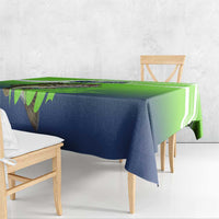 Bass Master Fishing Tablecloth with Jumping Largemouth Bass and Green Wave Pattern - Wonder Print Shop
