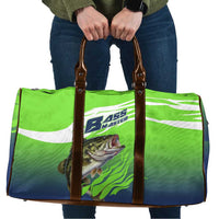 Bass Master Fishing Travel Bag with Jumping Largemouth Bass and Green Wave Pattern - Wonder Print Shop