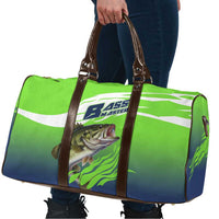 Bass Master Fishing Travel Bag with Jumping Largemouth Bass and Green Wave Pattern - Wonder Print Shop