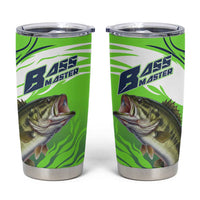 Bass Master Fishing Tumbler Cup with Jumping Largemouth Bass and Green Wave Pattern - Wonder Print Shop