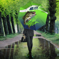 Bass Master Fishing Umbrella with Jumping Largemouth Bass and Green Wave Pattern - Wonder Print Shop