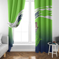 Bass Master Fishing Window Curtain with Jumping Largemouth Bass and Green Wave Pattern - Wonder Print Shop