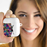 Skeleton Golfer AirPods Case with Tropical Flamingo Leaves Pattern and Colorful Floral Background - Wonder Print Shop