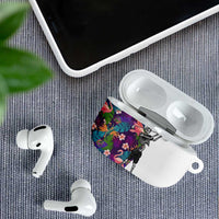 Skeleton Golfer AirPods Case with Tropical Flamingo Leaves Pattern and Colorful Floral Background - Wonder Print Shop