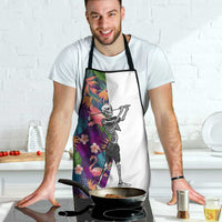 Skeleton Golfer Apron with Tropical Flamingo Leaves Pattern and Colorful Floral Background - Wonder Print Shop