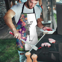Skeleton Golfer Apron with Tropical Flamingo Leaves Pattern and Colorful Floral Background - Wonder Print Shop