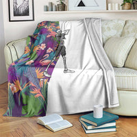 Skeleton Golfer Blanket with Tropical Flamingo Leaves Pattern and Colorful Floral Background - Wonder Print Shop