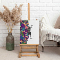 Skeleton Golfer Canvas Wall Art with Tropical Flamingo Leaves Pattern and Colorful Floral Background - Wonder Print Shop