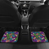 Skeleton Golfer Car Mats with Tropical Flamingo Leaves Pattern and Colorful Floral Background - Wonder Print Shop