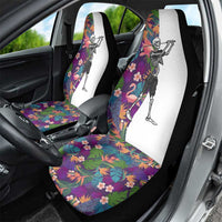 Skeleton Golfer Car Seat Cover with Tropical Flamingo Leaves Pattern and Colorful Floral Background - Wonder Print Shop