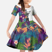 Custom Skeleton Golfer Family Matching Tank Maxi Dress and Hawaiian Shirt with Tropical Flamingo Leaves Pattern and Colorful Floral Background - Wonder Print Shop