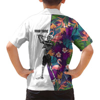Custom Skeleton Golfer Hawaiian Shirt with Tropical Flamingo Leaves Pattern and Colorful Floral Background - Wonder Print Shop