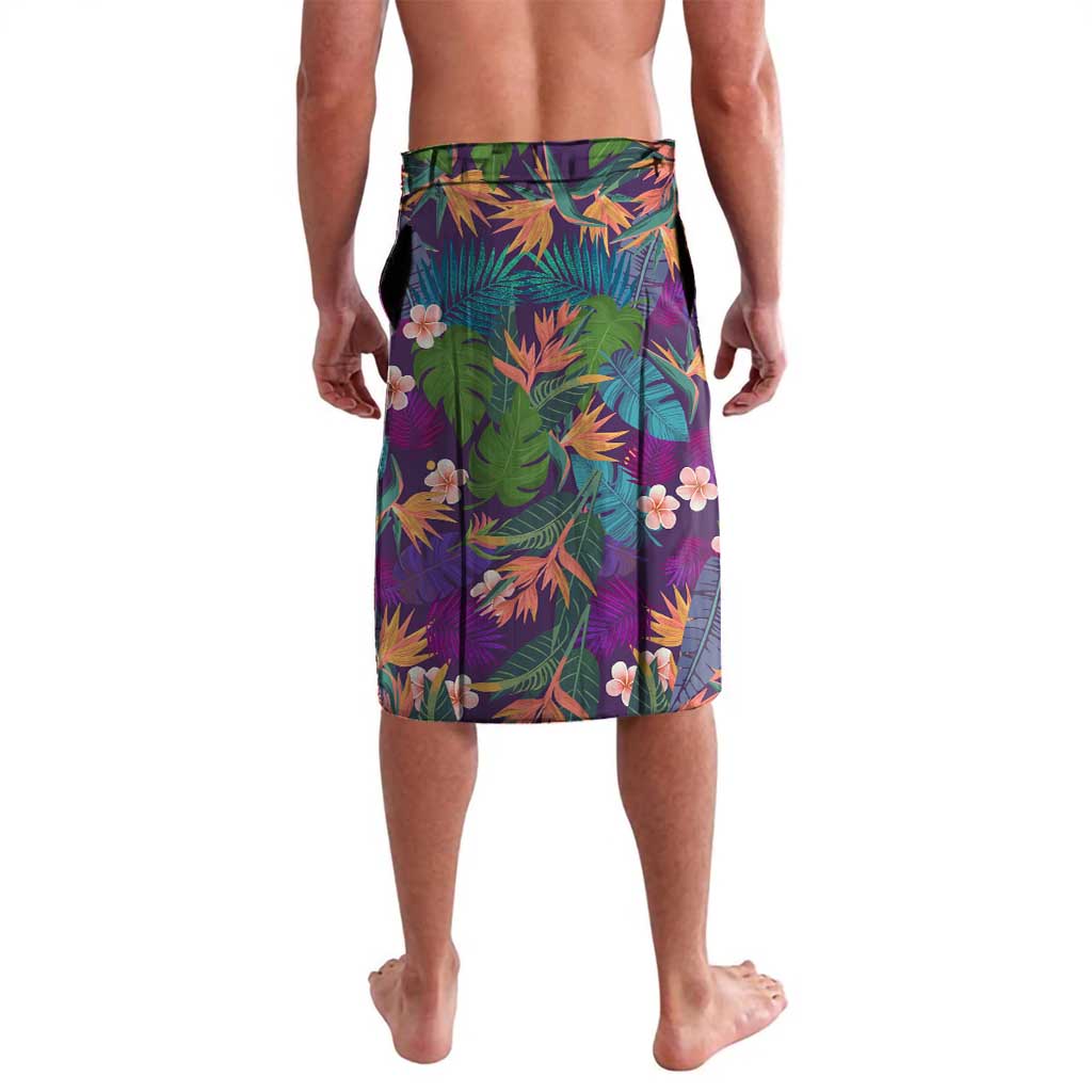 Skeleton Golfer Lavalava with Tropical Flamingo Leaves Pattern and Colorful Floral Background - Wonder Print Shop