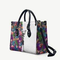 Skeleton Golfer Leather Bag with Tropical Flamingo Leaves Pattern and Colorful Floral Background - Wonder Print Shop