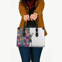 Skeleton Golfer Leather Bag with Tropical Flamingo Leaves Pattern and Colorful Floral Background - Wonder Print Shop