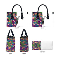 Skeleton Golfer Leather Bag with Tropical Flamingo Leaves Pattern and Colorful Floral Background - Wonder Print Shop