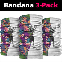 Skeleton Golfer Neck Gaiter with Tropical Flamingo Leaves Pattern and Colorful Floral Background - Wonder Print Shop