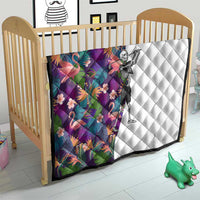 Skeleton Golfer Quilt with Tropical Flamingo Leaves Pattern and Colorful Floral Background - Wonder Print Shop