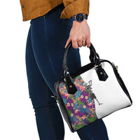 Skeleton Golfer Shoulder Handbag with Tropical Flamingo Leaves Pattern and Colorful Floral Background - Wonder Print Shop