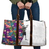 Skeleton Golfer Travel Bag with Tropical Flamingo Leaves Pattern and Colorful Floral Background - Wonder Print Shop