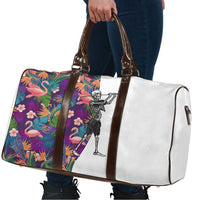 Skeleton Golfer Travel Bag with Tropical Flamingo Leaves Pattern and Colorful Floral Background - Wonder Print Shop