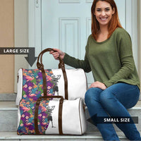 Skeleton Golfer Travel Bag with Tropical Flamingo Leaves Pattern and Colorful Floral Background - Wonder Print Shop