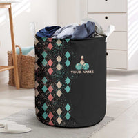 Custom Bowling Balls Laundry Basket with Does This Shirt Make My Balls Look Big Quote and Retro Argyle Pattern - Wonder Print Shop