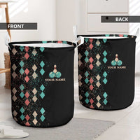 Custom Bowling Balls Laundry Basket with Does This Shirt Make My Balls Look Big Quote and Retro Argyle Pattern - Wonder Print Shop