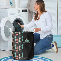 Custom Bowling Balls Laundry Basket with Does This Shirt Make My Balls Look Big Quote and Retro Argyle Pattern - Wonder Print Shop