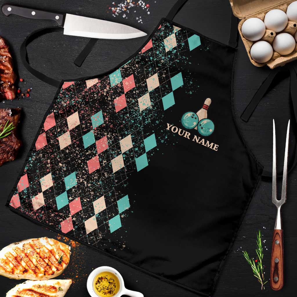 Custom Bowling Balls Apron with Does This Shirt Make My Balls Look Big Quote and Retro Argyle Pattern - Wonder Print Shop
