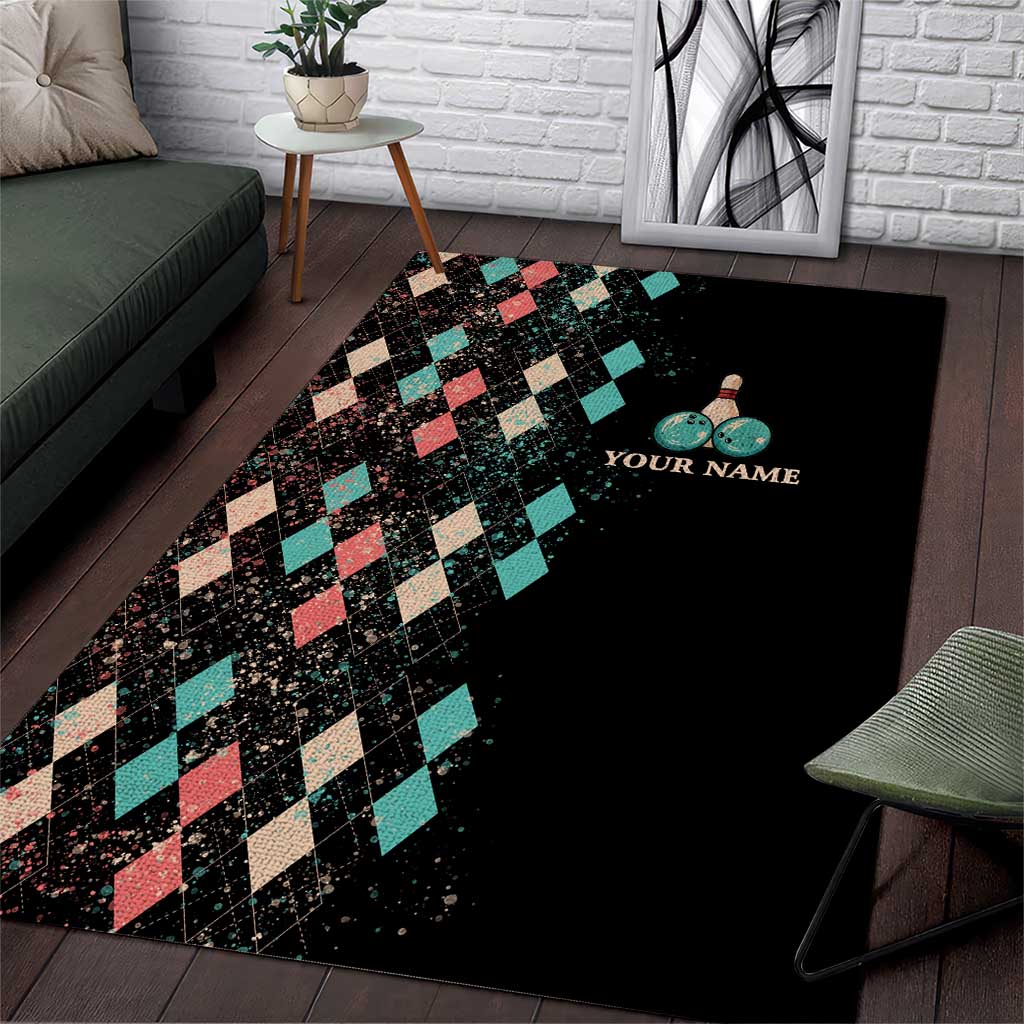 Custom Bowling Balls Area Rug with Does This Shirt Make My Balls Look Big Quote and Retro Argyle Pattern - Wonder Print Shop