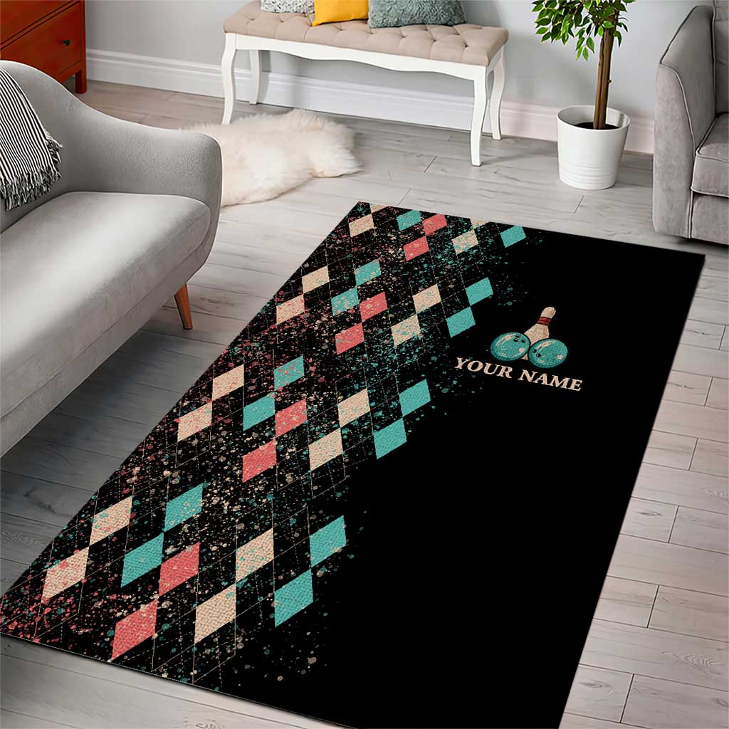 Custom Bowling Balls Area Rug with Does This Shirt Make My Balls Look Big Quote and Retro Argyle Pattern - Wonder Print Shop