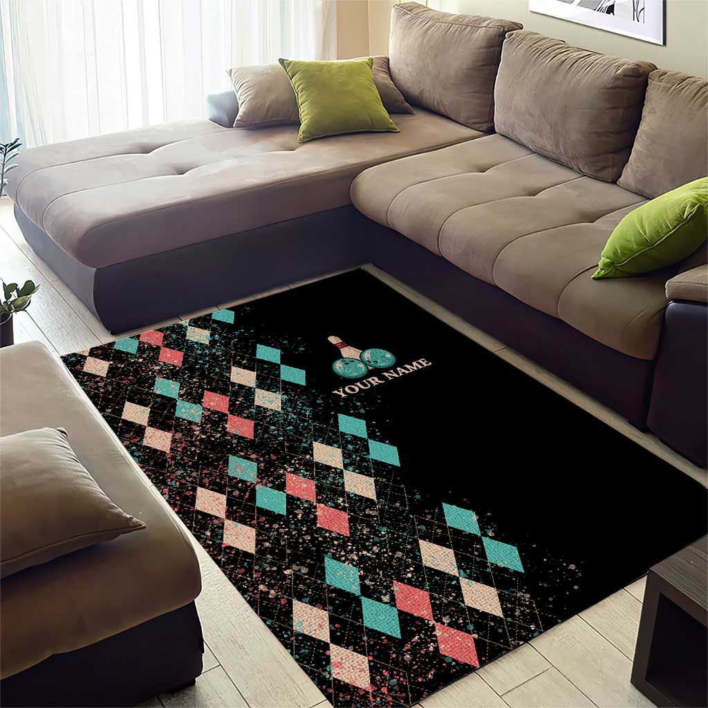 Custom Bowling Balls Area Rug with Does This Shirt Make My Balls Look Big Quote and Retro Argyle Pattern - Wonder Print Shop