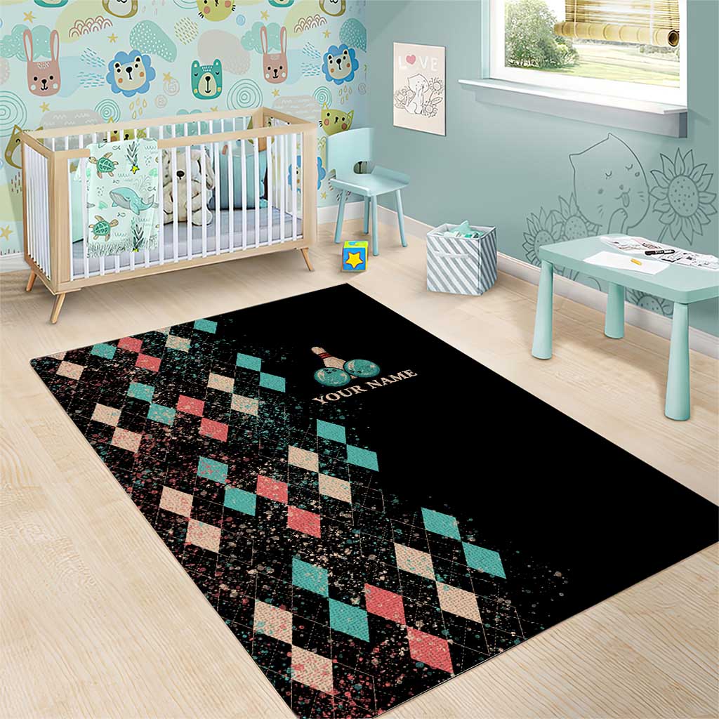 Custom Bowling Balls Area Rug with Does This Shirt Make My Balls Look Big Quote and Retro Argyle Pattern - Wonder Print Shop