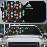 Custom Bowling Balls Auto Sun Shade with Does This Shirt Make My Balls Look Big Quote and Retro Argyle Pattern - Wonder Print Shop