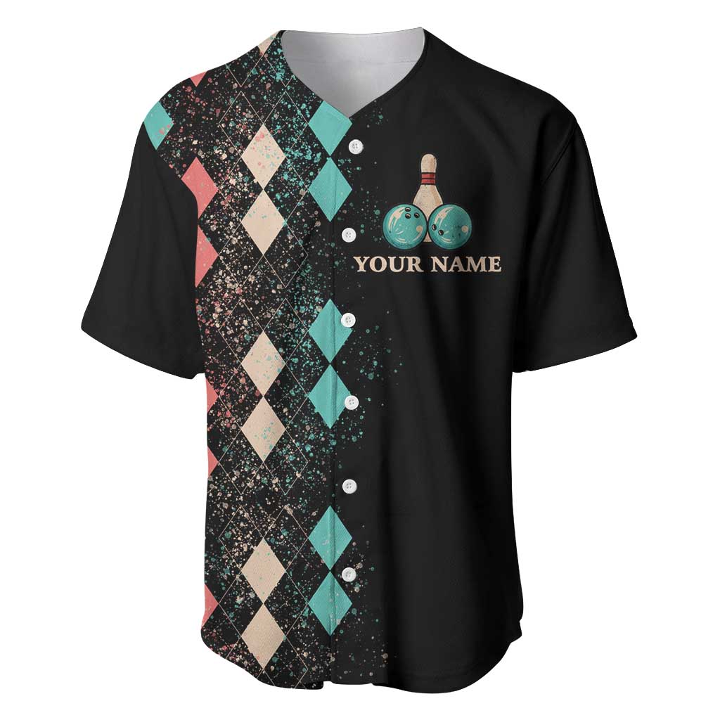 Custom Bowling Balls Baseball Jersey with Does This Shirt Make My Balls Look Big Quote and Retro Argyle Pattern - Wonder Print Shop