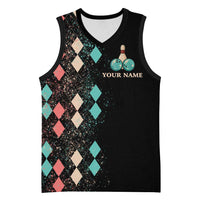 Custom Bowling Balls Basketball Jersey with Does This Shirt Make My Balls Look Big Quote and Retro Argyle Pattern - Wonder Print Shop