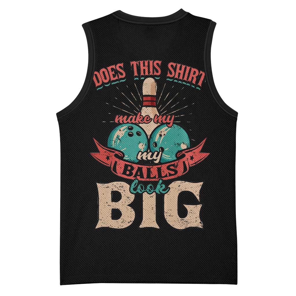 Custom Bowling Balls Basketball Jersey with Does This Shirt Make My Balls Look Big Quote and Retro Argyle Pattern - Wonder Print Shop