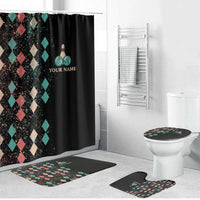 Custom Bowling Balls Bathroom Set with Does This Shirt Make My Balls Look Big Quote and Retro Argyle Pattern - Wonder Print Shop